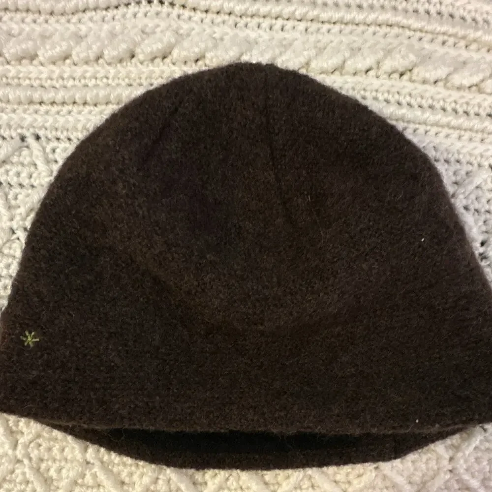 Pistil Brown Wool Beanie Hat Lined Size M Womens Embroidered Bird 100% Wool